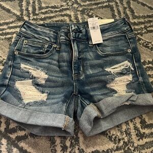 American Eagle Outfitters Blue Distressed Jean Shorts